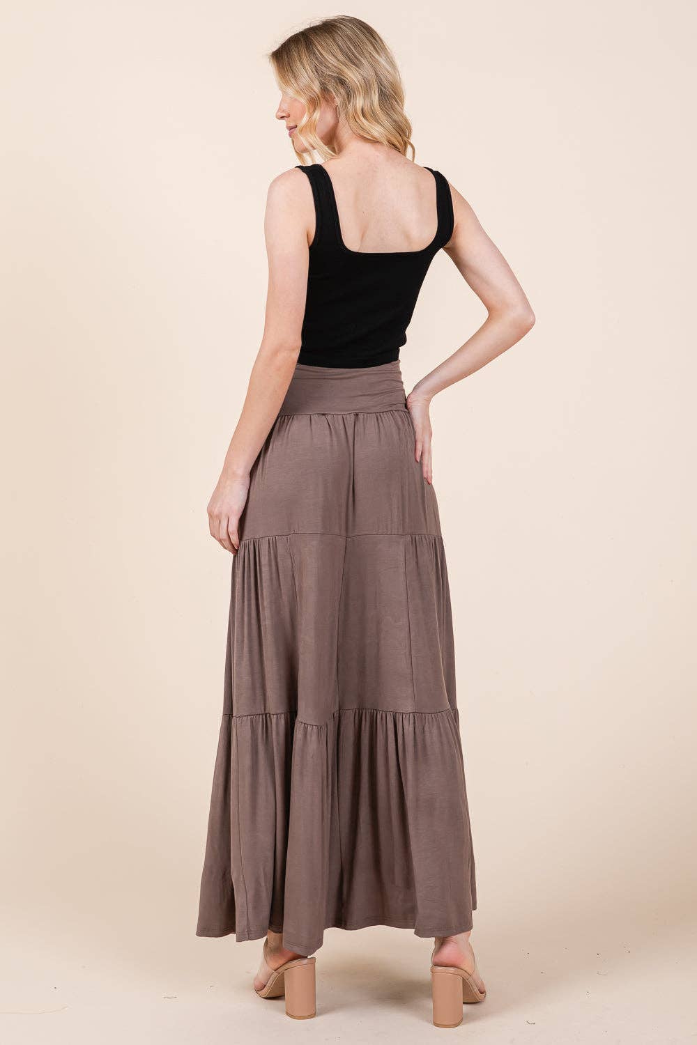 Solid Tiered Ruffle Skirt