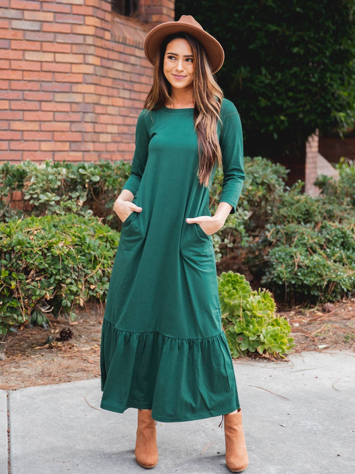 3/4 Sleeve Maxi Sander Dress